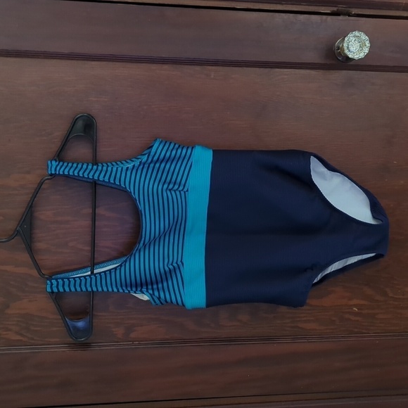 Lands' End Blue Stripe Underwire One Piece Swimsuit Size 4 - Picture 1 of 10